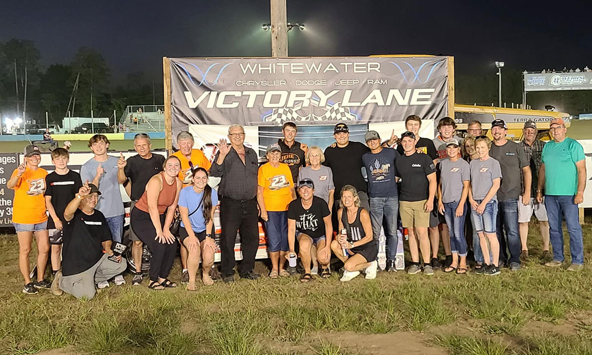 Brayden Gjere won the USRA Stock Carl main event.